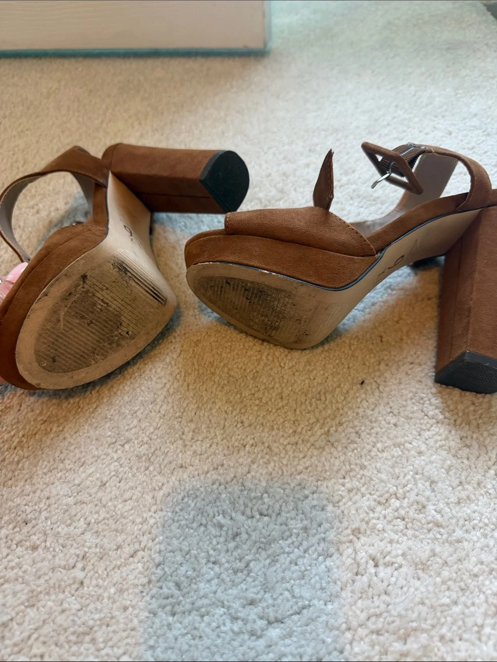 Mix no 6 Women's Brown Suede Platform Block Heel Sandals